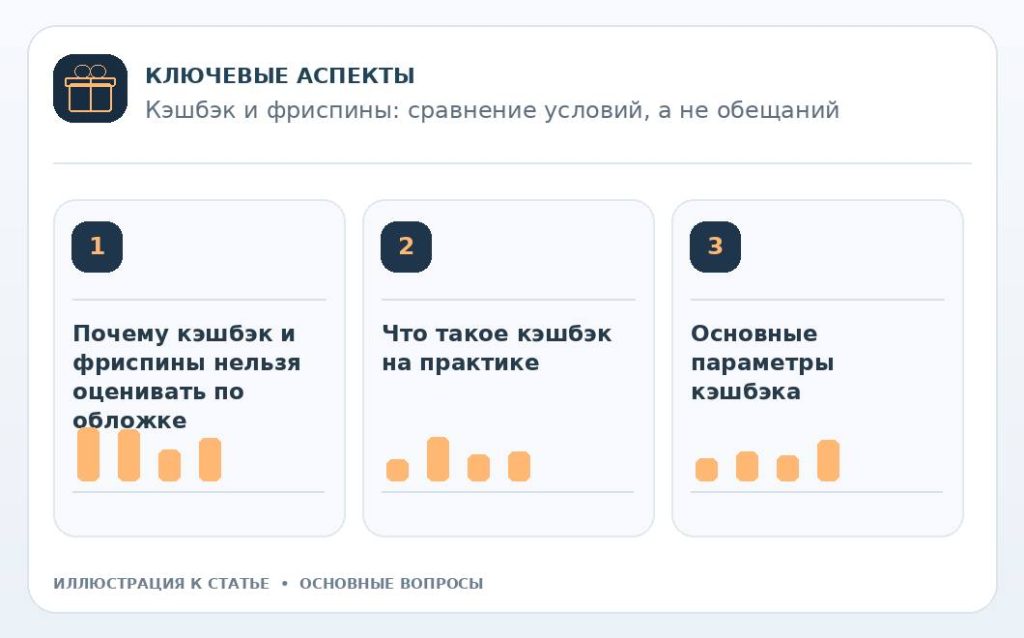 Кэшбэк и фриспины: сравнение условий, а не обещаний — основные вопросы